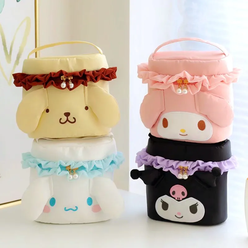 

Sanrio pudding dog Kuromi Melody Cinnamoroll cartoon lace large-capacity portable cosmetic bag skin care storagebag sundries bag
