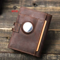 luxury genuine leather airtag wallet rfid zipper purses credit card card bag with apple airtags holder anti lost airtag wallet