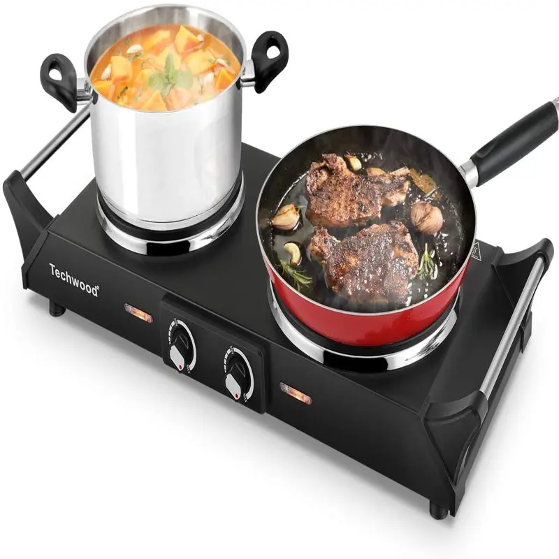 

Hot Plate Electric Single Burner 1800W Portable Burner for Cooking with Adjustable Temperature & Stay Cool Handles, Non-Slip Rub
