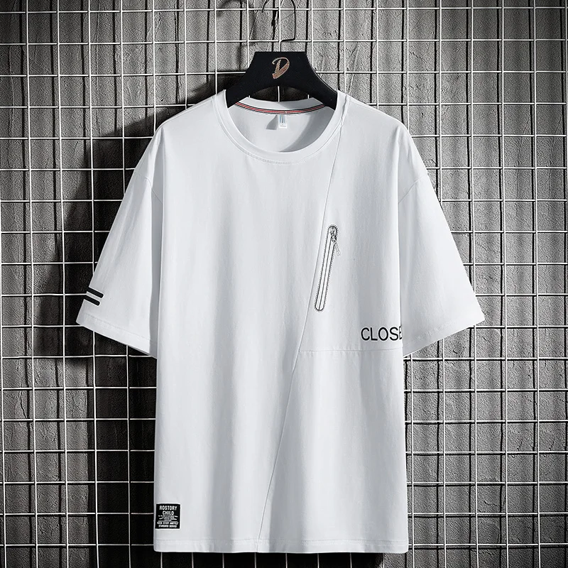 

For 2023 Summer Short Sleeves Harajuku Korea Fashion White Black T Shirt Streetwear Hip Hop Punk Men Top Tees Tshirt Clothes