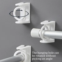 2pcs curtain rod bracket hooks adjustable clear wall bracket self adhesive rods shower storage rack telescopic holder ring