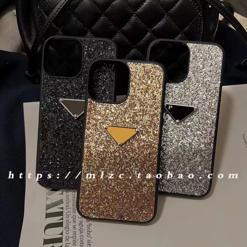 

Luxurious Glitter Sequin Metal Letter Phone Case Soft Case for iphone
