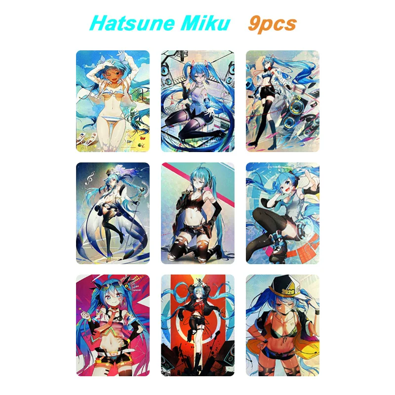 

DIY Board game card ACG 9pcs/set Hatsune Miku Anime collection card Homemade Bronzing flash card Cartoon toys Christmas gift