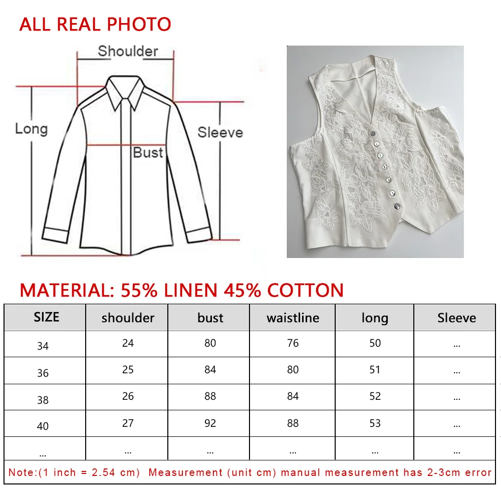 French Rou@e2023 Summer New Solid Color Heavy Embroidery Vest High Waist Embroidered Linen Shorts