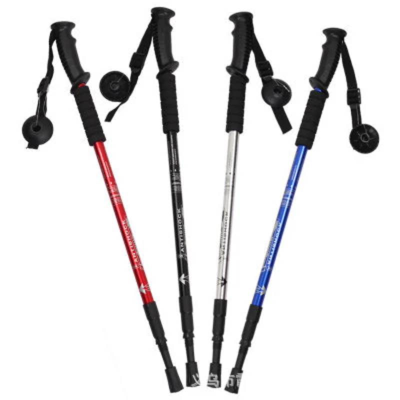 

Hiking stick Outdoor hiking camping cane Straight handle three sections Hiking stick without compass