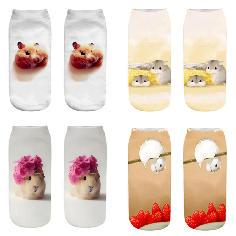 

Новые модные женские носки Totoro с 3D принтом мыши, милые забавные носки для фитнеса с животными и хомяка, Прямая поставка