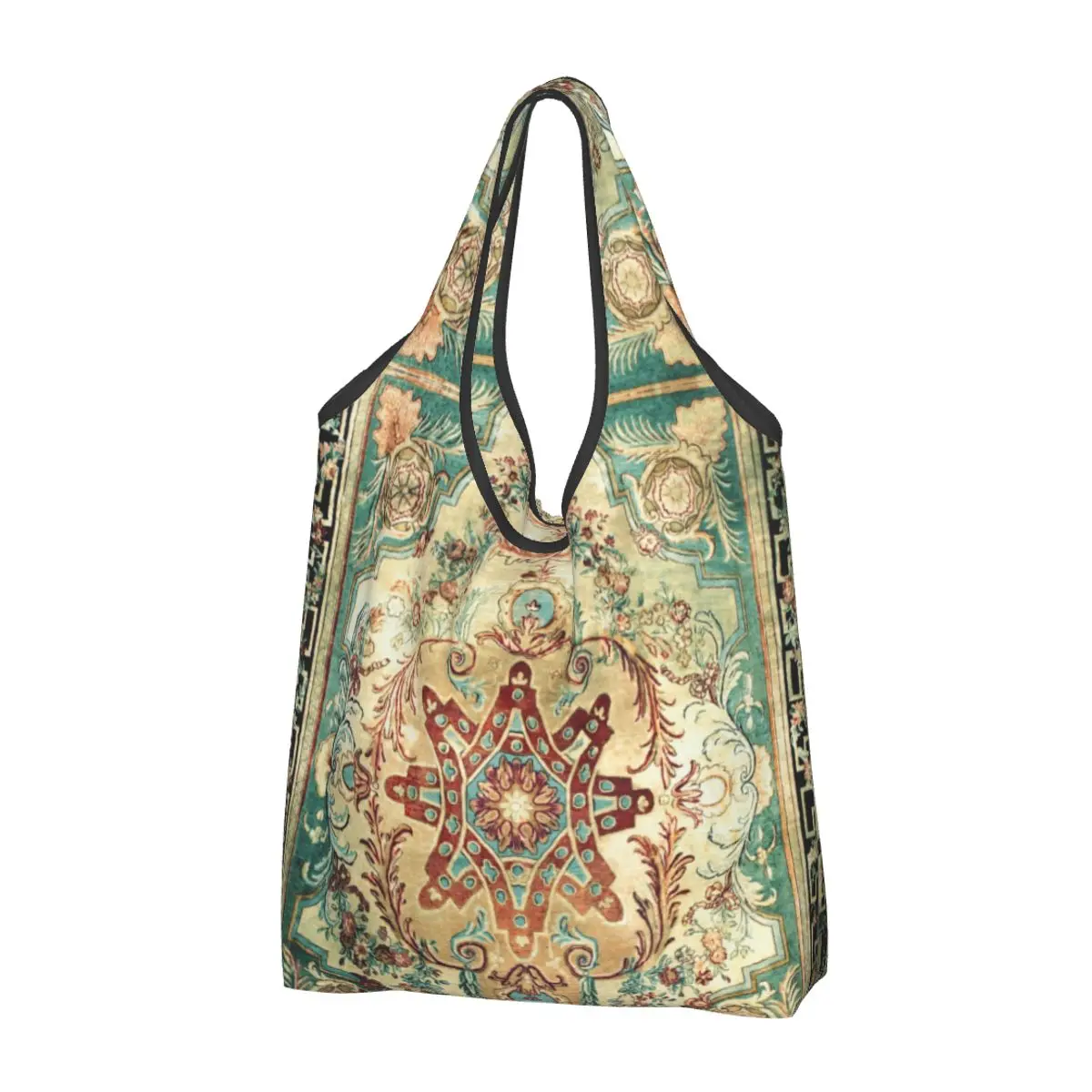 

Забавный принт, античная французская винтажная богемная Цветочная сумка для покупок Aubusson, Портативная сумка через плечо