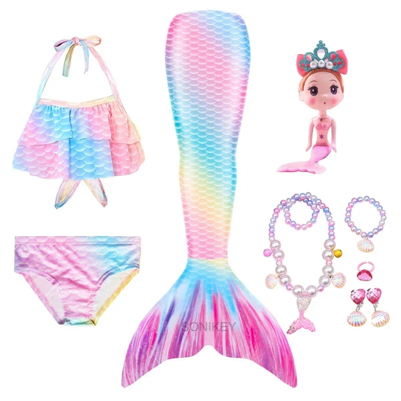 5 шт./компл. костюм с хвостом для девочек детский Русалочки плавания детская