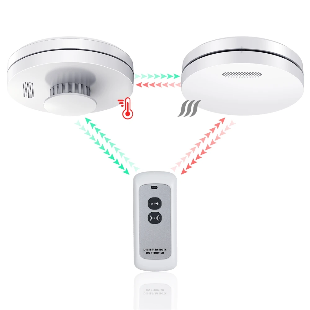 

Home system wireless interconnected smoke detector Interlinked smart remoter control Fire smoke