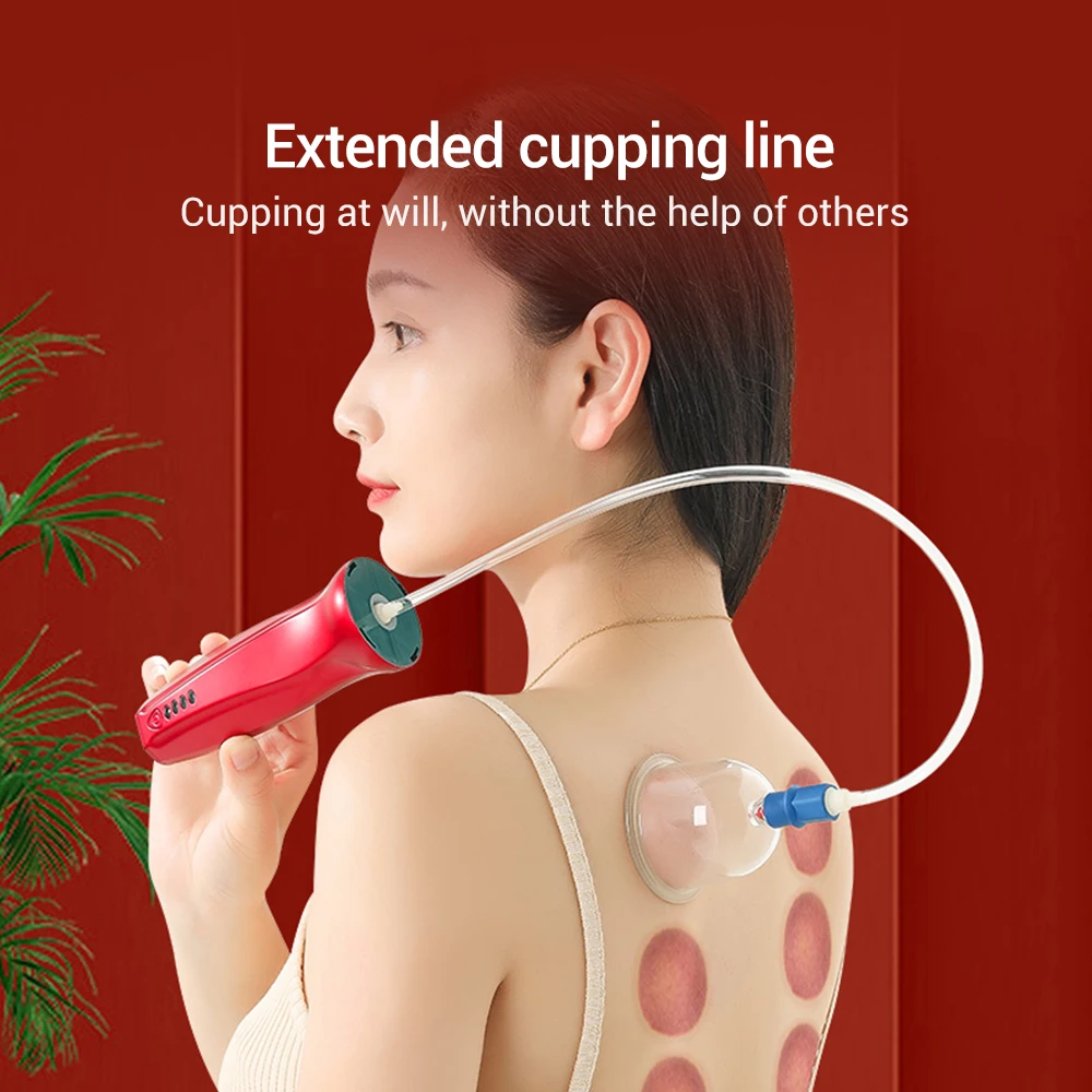 

6PCS Electric Vacuum Suction Cup Scraping Cupping Device Set Pain Relief Detox Body Guasha Scraping Massager 39cm Extended Wire