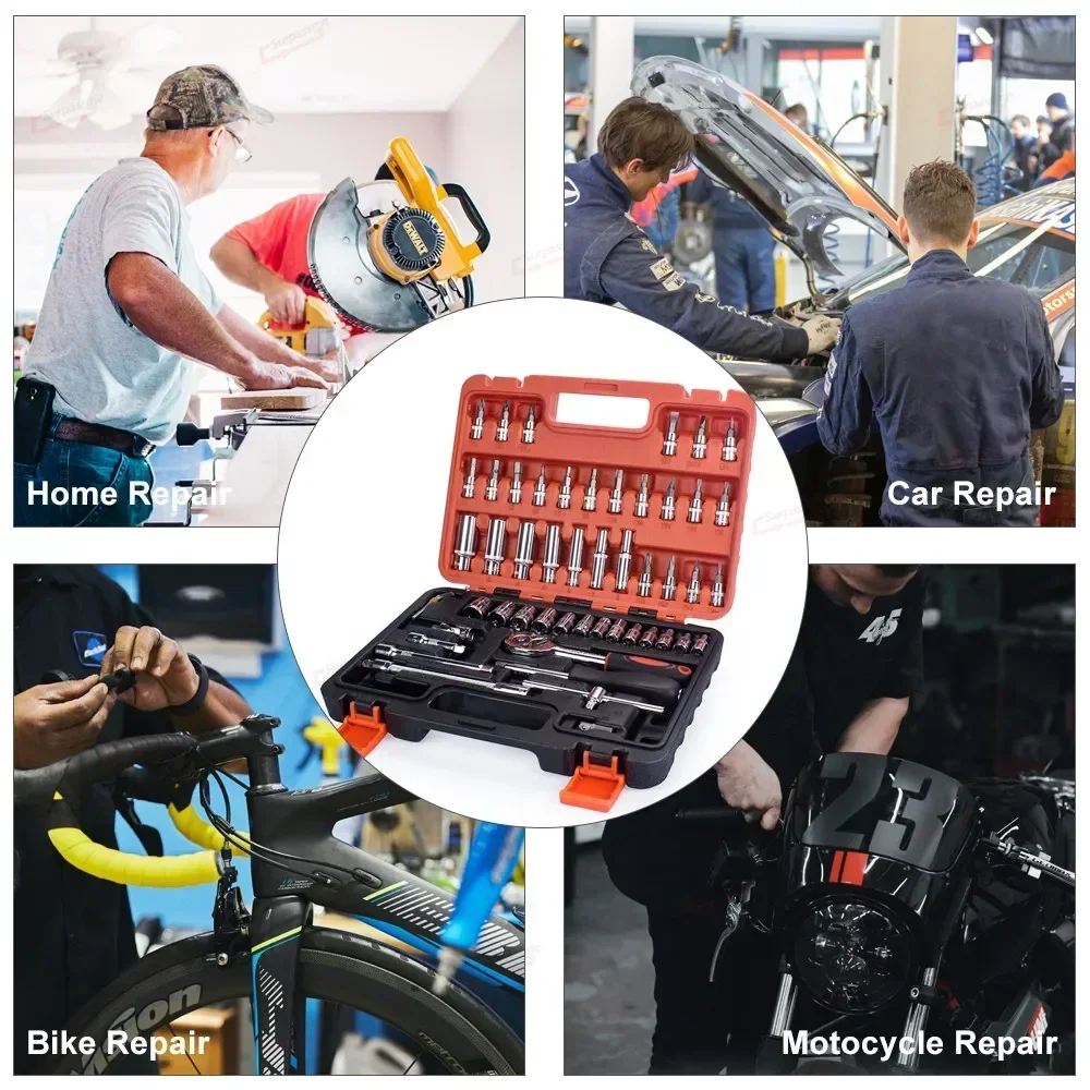 46/53 шт./компл. 1/4 дюйма новый набор инструментов для ремонта автомобилей головок