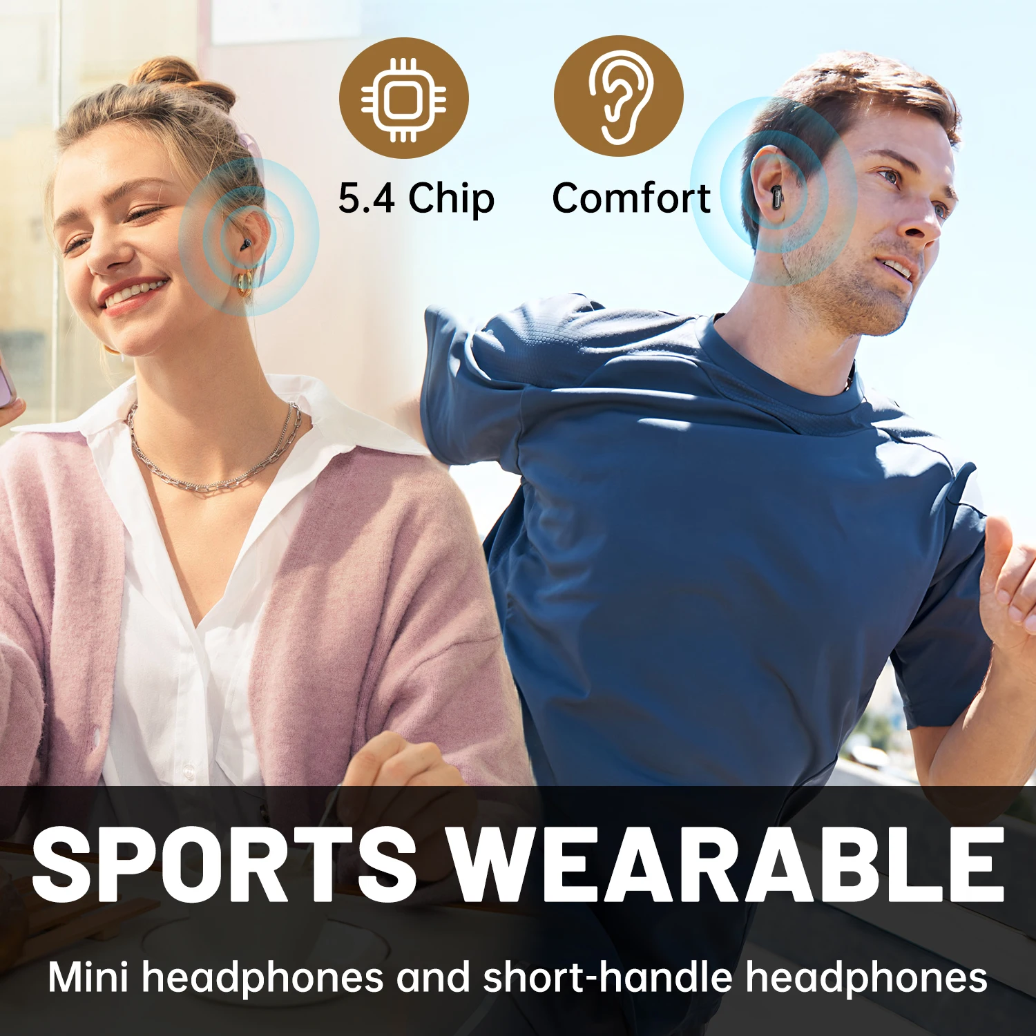Фото Беспроводные наушники SK для сна, спортивные Bluetooth-наушники с эффектом 4D басов, HD-звуком и шумоподавлением, подарок-сюрприз №4