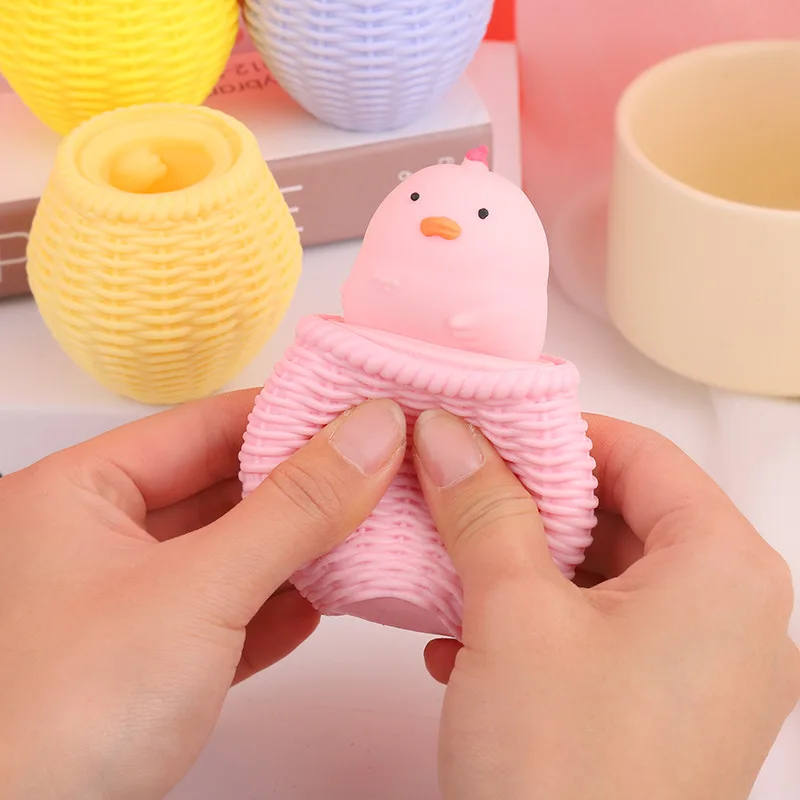 

New Strange Chicken Cage Cup Decompression Cute Pet Pinch Music Squeeze Vent Lovely Chicken Toy Stress Reliever Toys