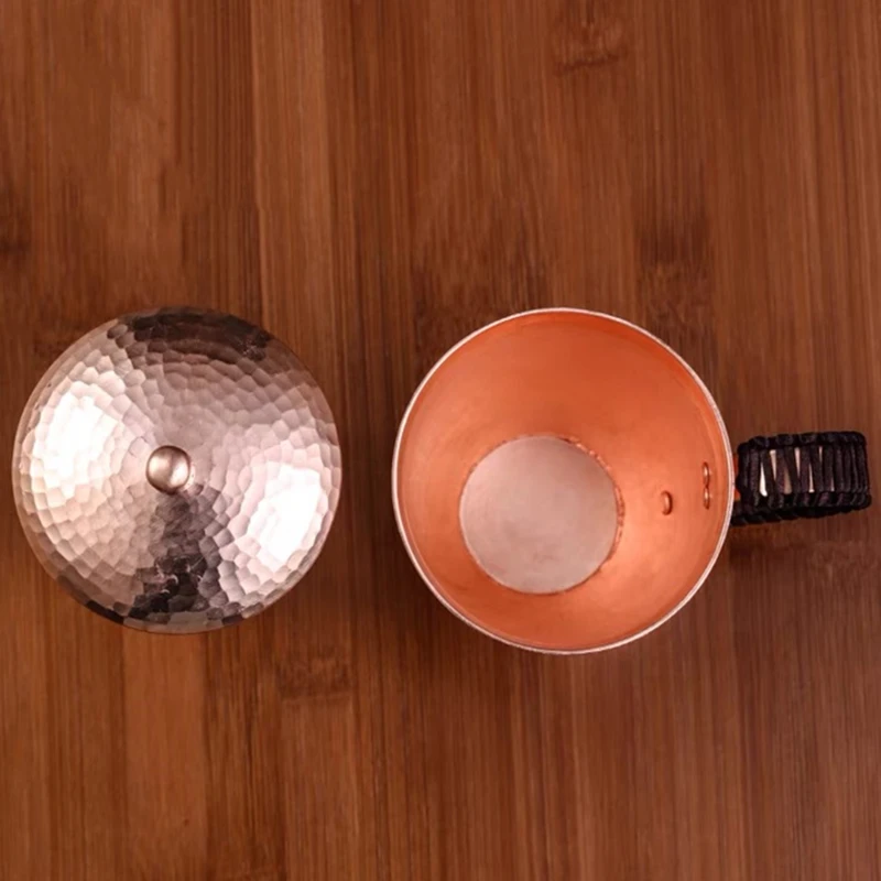 Пивная чашка ручной работы кофейная кружка из чистой меди с крышкой утолщенной