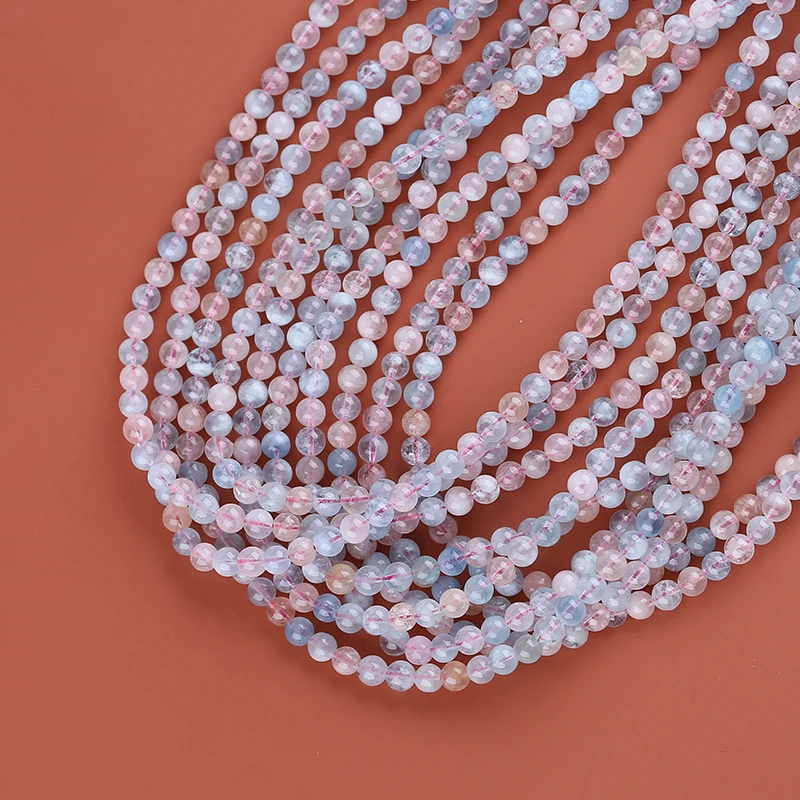 Оптовая продажа гладкие круглые бусины из натурального морганита 6 мм 1 нить