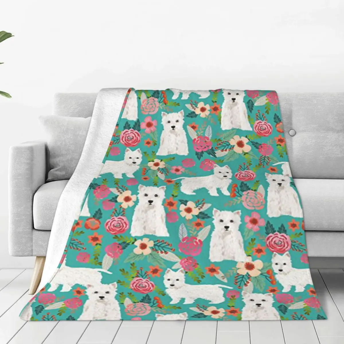 

Мягкое Флисовое одеяло West Highland Terrier, теплое и уютное удобное одеяло из микрофибры для кушетки, дивана, кровати 40x30 дюймов