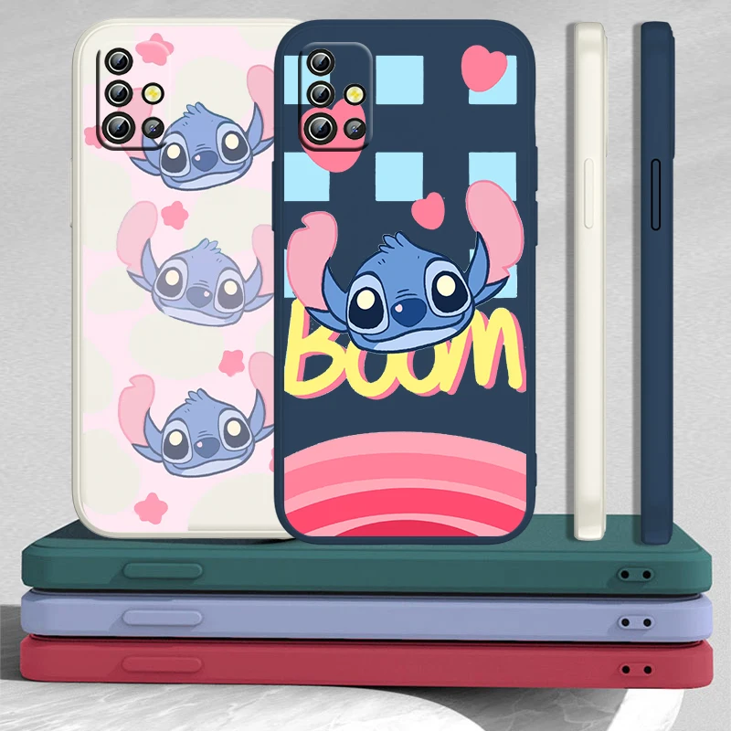 

Cartoon Lilo Stitch Phone Case For Samsung A12 A13 A21S A22 A31 A32 A33 A42 A51 A52 A53 A71 A72 A73 Liquid Rope Funda Cover Soft