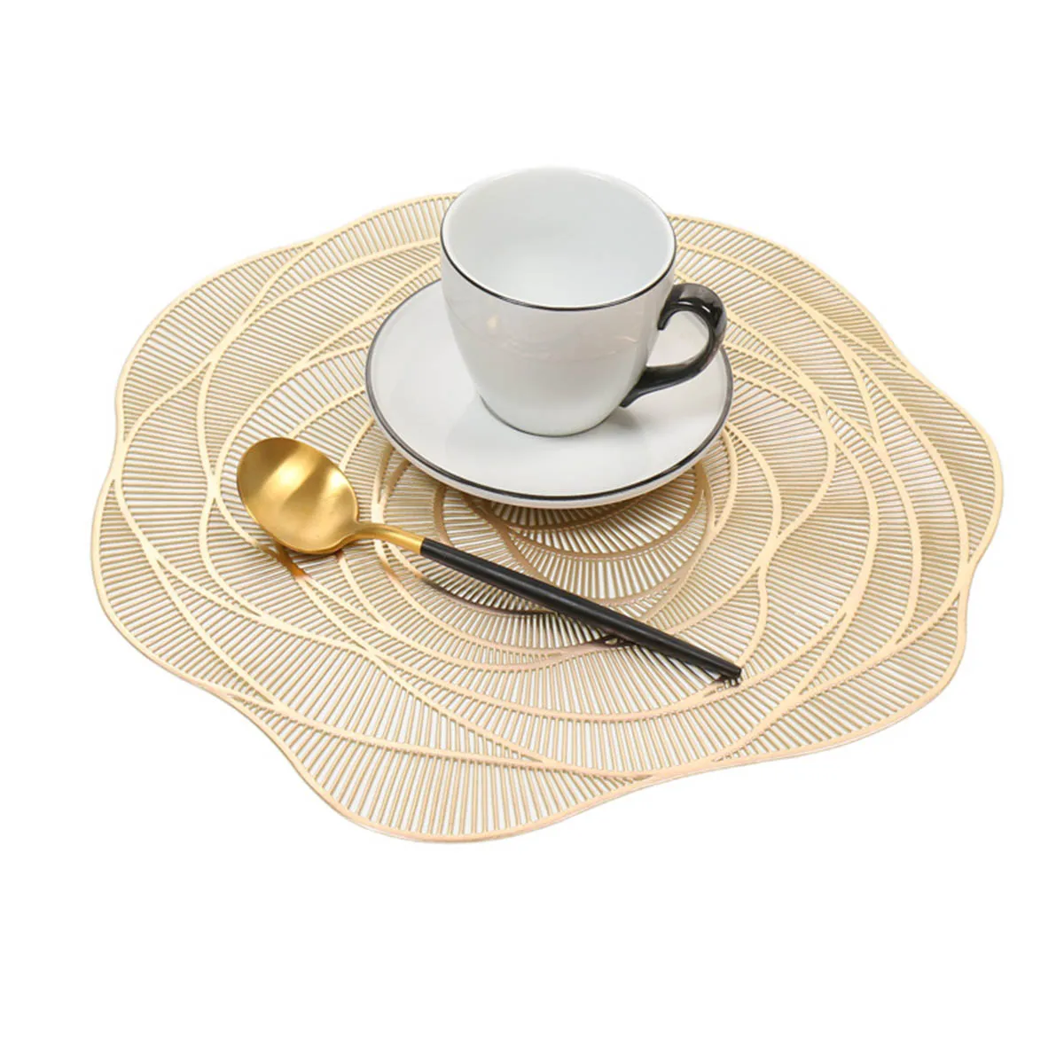 PVC Rattan Placemats for Dining Table Mat for Coffee Tables Tableware Plates Cup Pads Coaster Set Kitchen Accessories Home Décor
