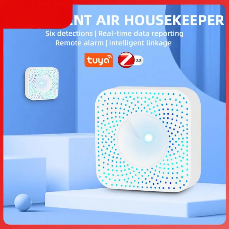 

Мини-монитор качества воздуха умный дом 6 в 1 Pm2.5 Co2 детектор температуры и влажности формальдегида датчик Tuya Smart Zigbee