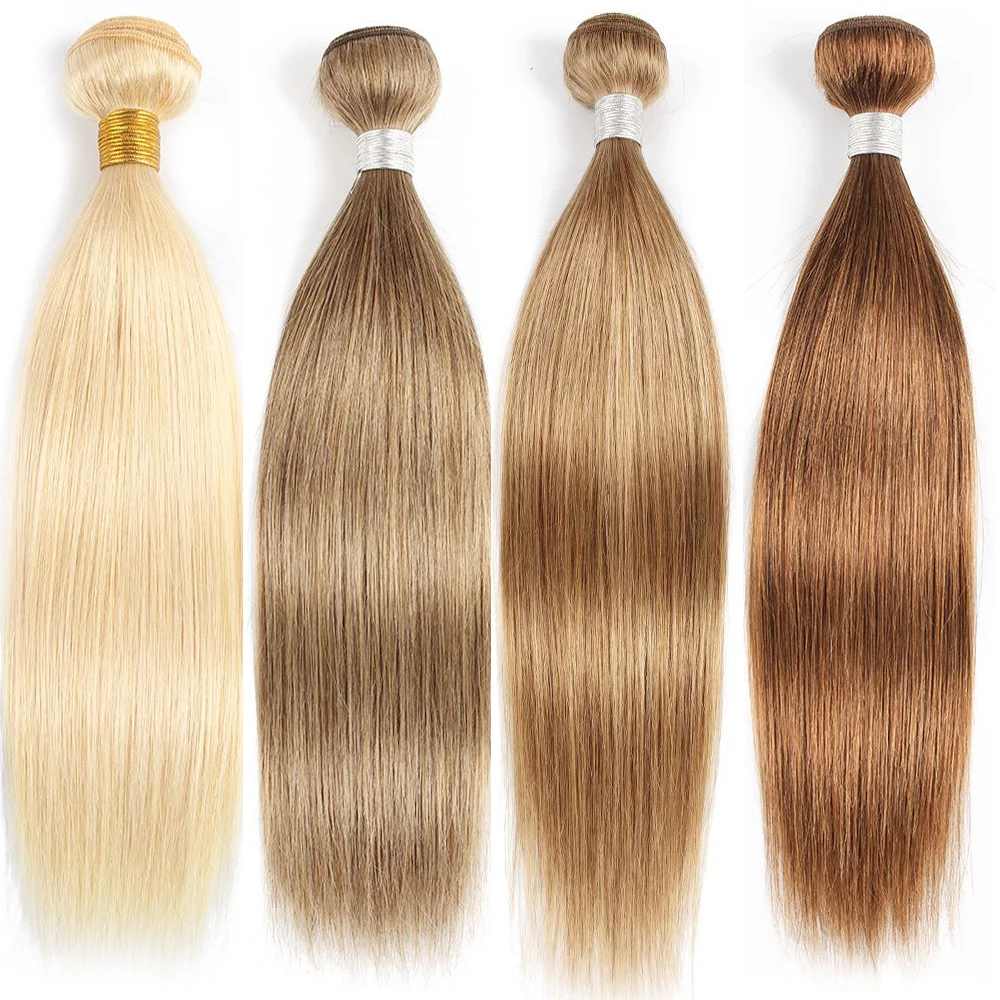 8 Ash Blonde Color 613 Honey Blonde Indian Straight Hair Weave Bundles 100% Remy Human Hair Extension 100g/pcs
