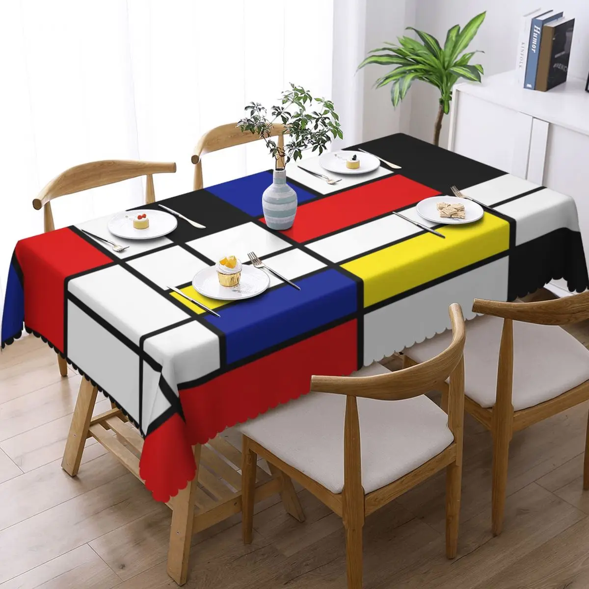 Прямоугольное абстрактное искусство на заказ Скатерть Mondrian 45-50 дюймов