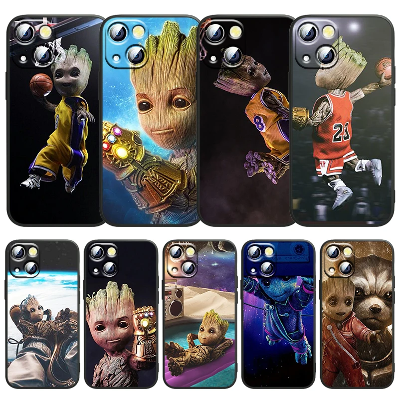 

Marvel Avengers Groot Phone Case For Apple iPhone 14 13 12 11 SE XS XR X 7 8 6 5 mini Plus Pro MAX 2020 Black FUndas TPU