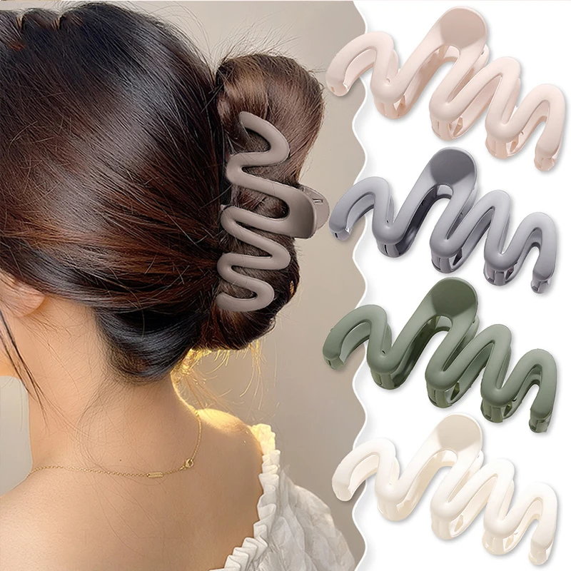 

Big 11cm Wave Cross Solid Color Shark Clip Hair Claw Korean Elegant Geometric Grip Clip Acrylic Ponytail Clip Hair Accessories