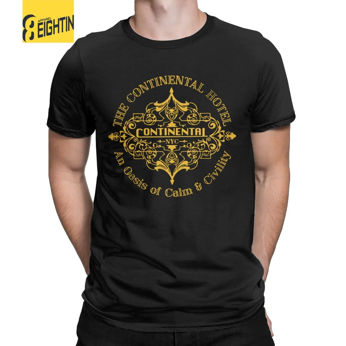 

Men T-Shirt The Continental Hotel Fashion 100% Cotton Tee Shirt Short Sleeve John Wick T Shirt Crew Neck Clothing Birthday Gift
