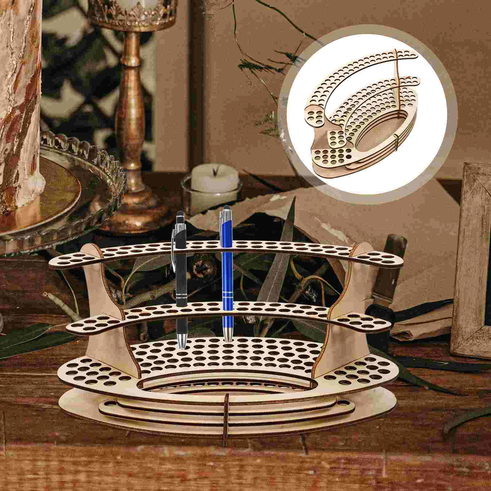 

DIY Wooden Pen Holder Desk Stationery Organizer Makeup Brushes Slots Rack For Office Organizers Organization School