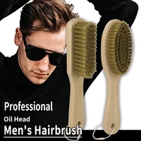 hot sale custom private brand logo men broken hair cleaning brush with wooden handle barber hair remove brush neck face duster