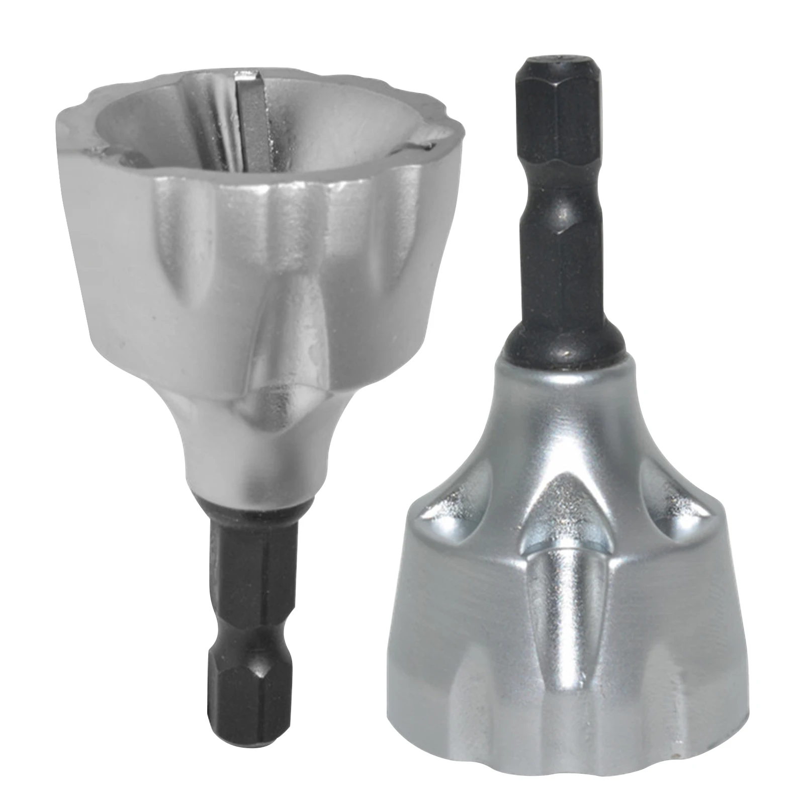 

2pcs Hex Shank Metal Zinc Alloy Grinding External Chamfer Hand Drill Attachment Nut For Steel Burr Remove Bolt Deburring Tool