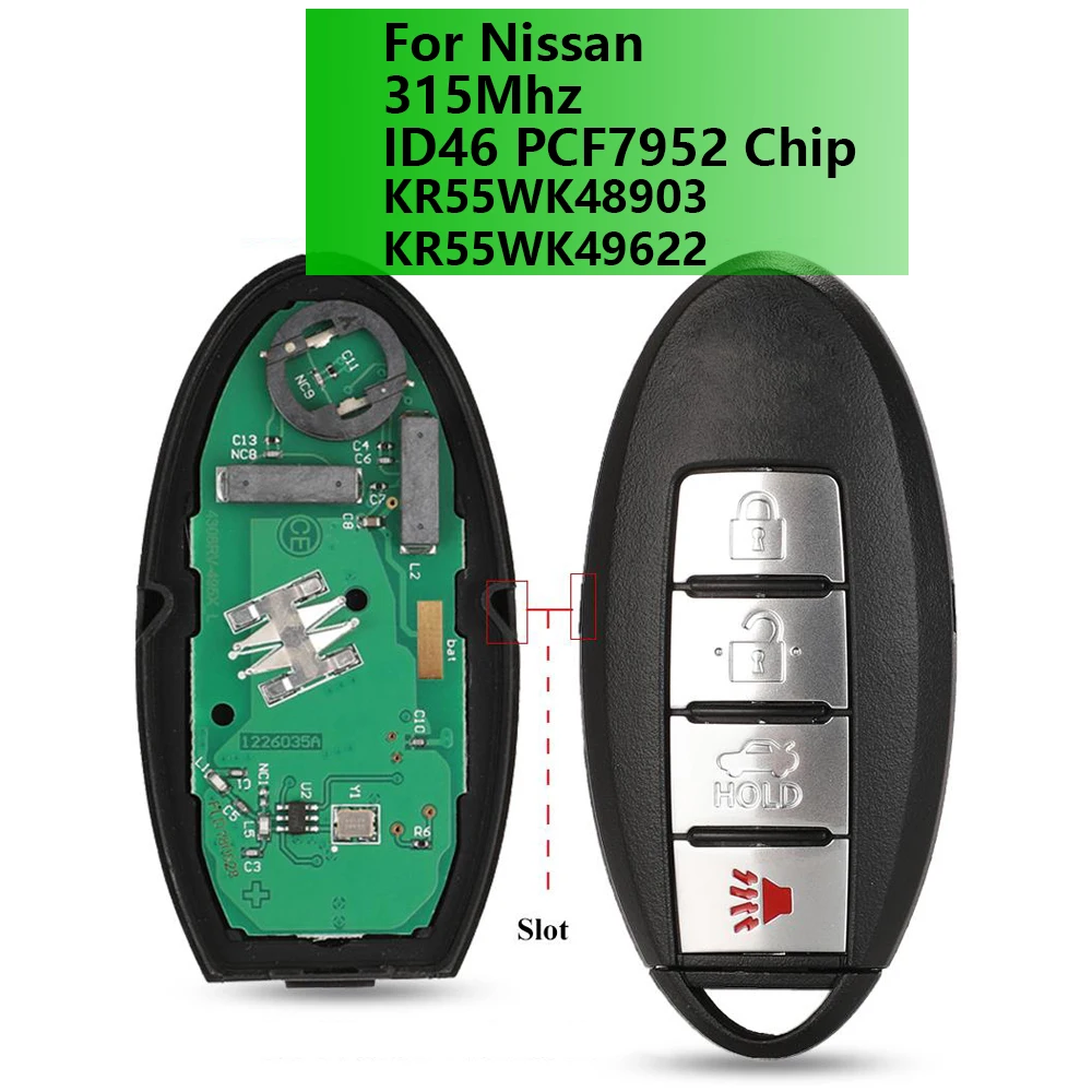 

KR55WK48903 KR55WK49622 315Mhz ID46 PCF7952 Keyless Smart Car Key For Nissan Altima Teana Maxima Murano CrossCabriolet