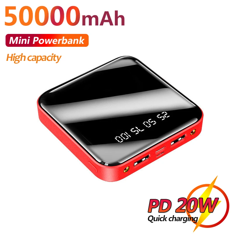 

50000mAh Mini Power Bank Fast Charging Outdoor Phone Chaeger Portable Digital Display External Battery for Xiaomi IPhone Samsung