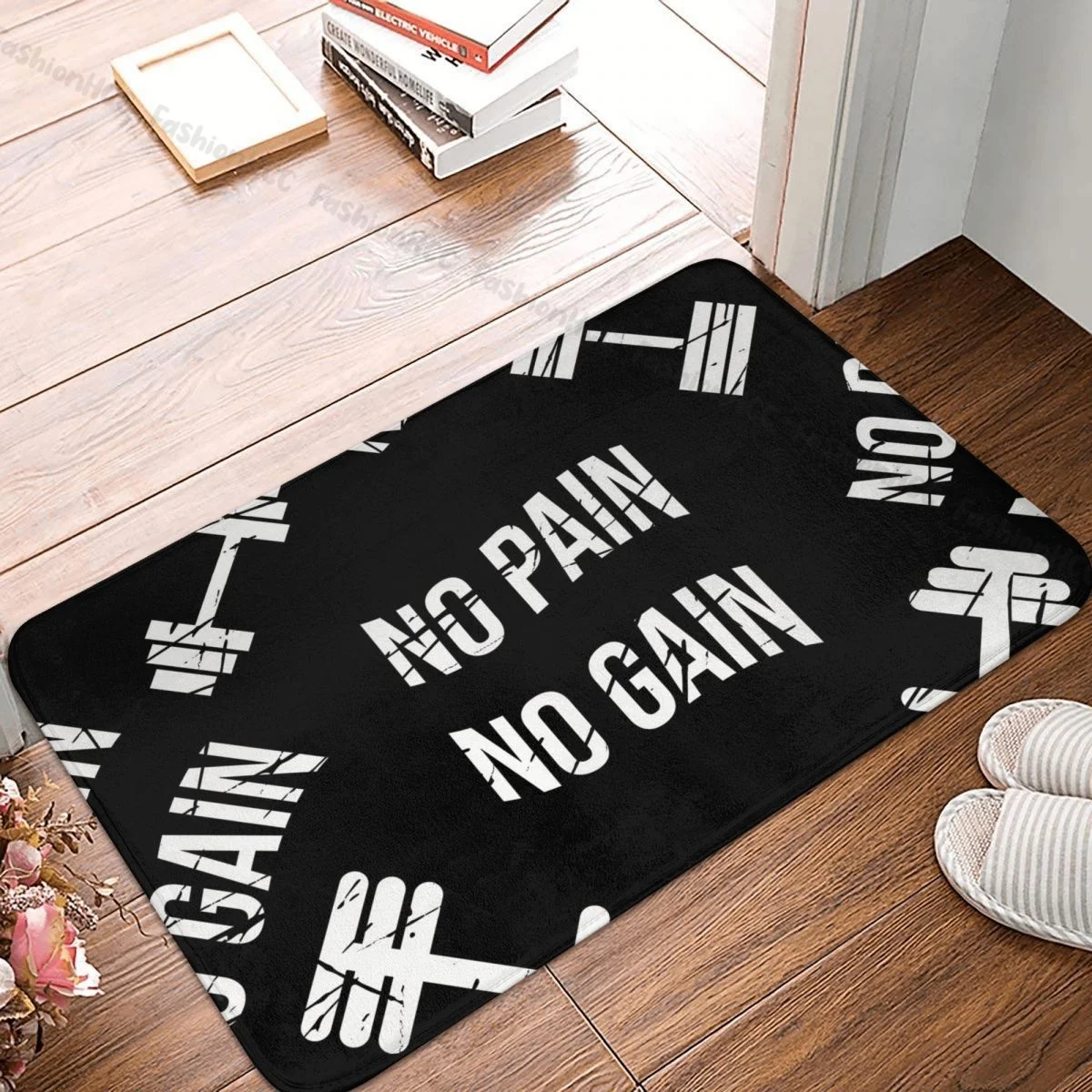 

Bathroom Mat No Pain No Gain GYM Power Doormat Flannel Carpet Balcony Rug Home Decor