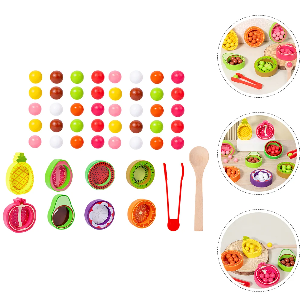 

1 Set Wooden Fruits Beads Games Montessori Clip Beads Puzzle Color Sorting Toys For Toddler