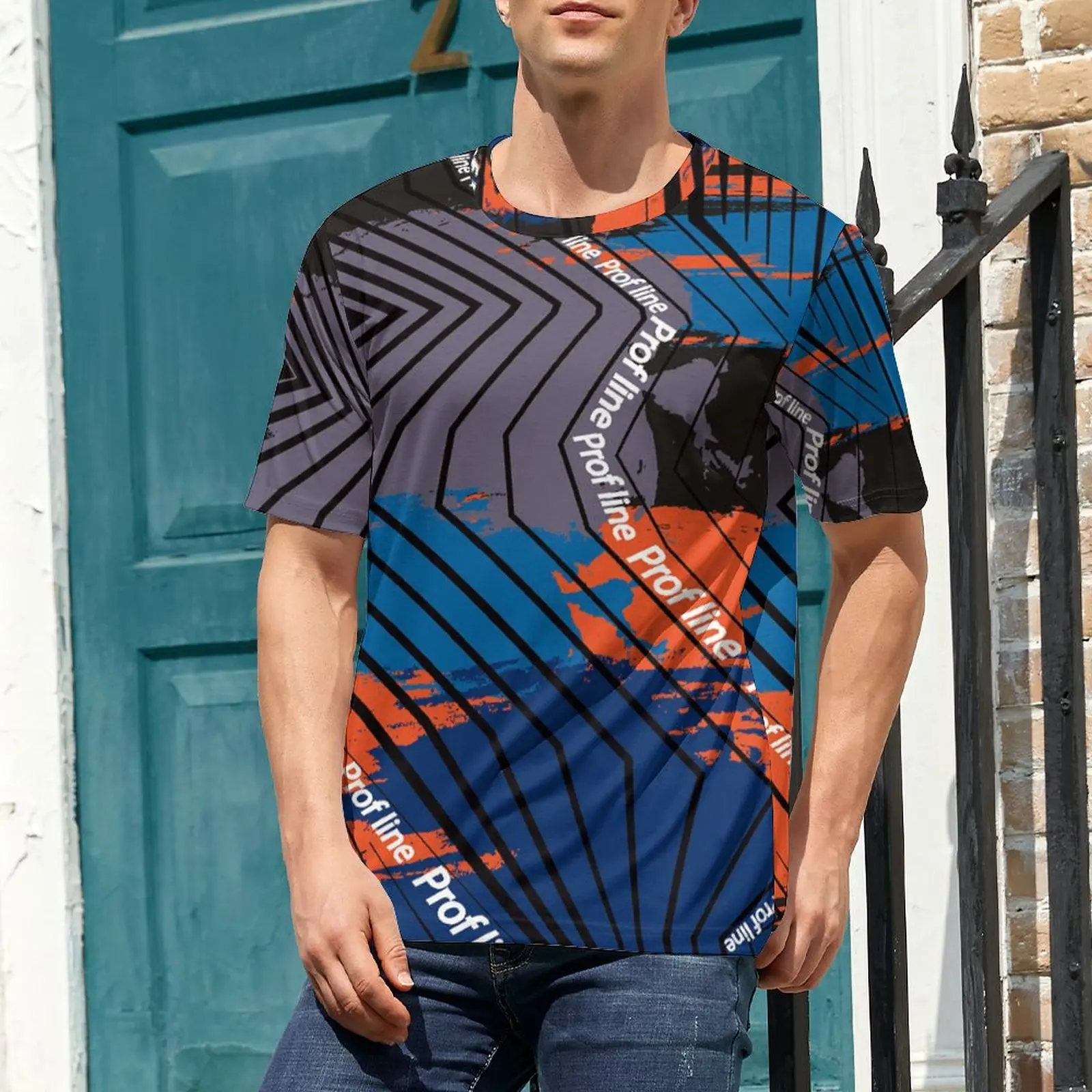 

Summer Wear Men's 100% Cotton Printed Round Collar Slim Fit T-Shirt Breathable Fabric