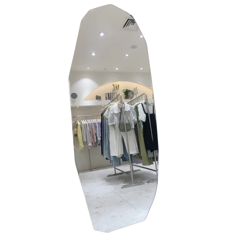 

floor-to-ceiling mirror clothing store is slim, irregular fitting mirror and irregular frameless mirror are explosion-proof.