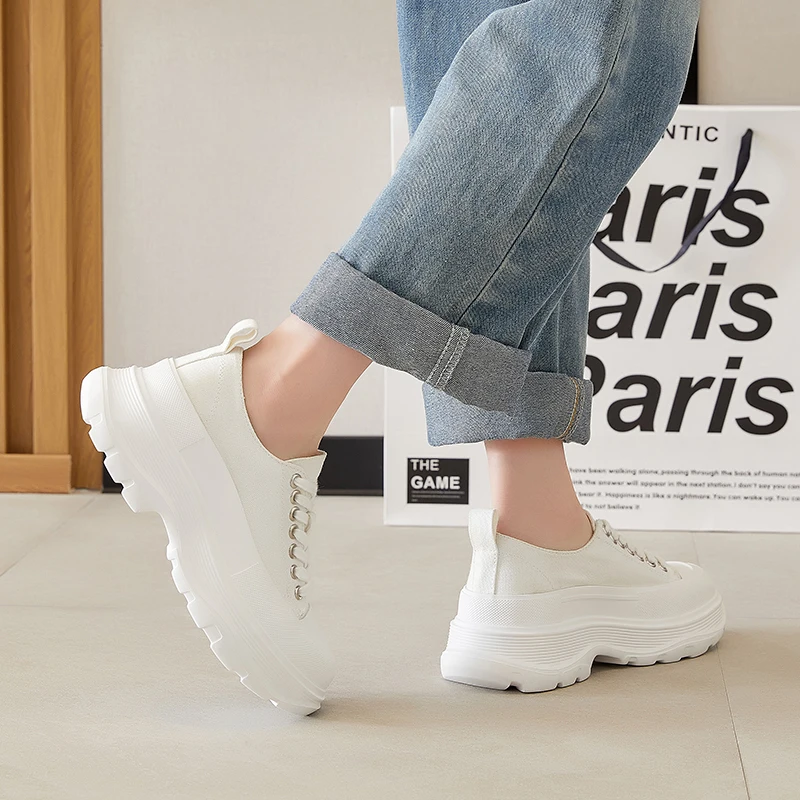 AIYUQI Canvas Shoes Women 2023 New Large Size 41 42 43 Platform Spring Autumn Shoes Ladies Lace Up Fashion Women Sneakers