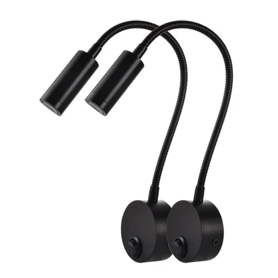 

2pcs светильн Hotel Bedside Working Study Reading Wall Lamp sconces 3W Book Lamp Night light fixtures Spot LED EU US Plug Cord