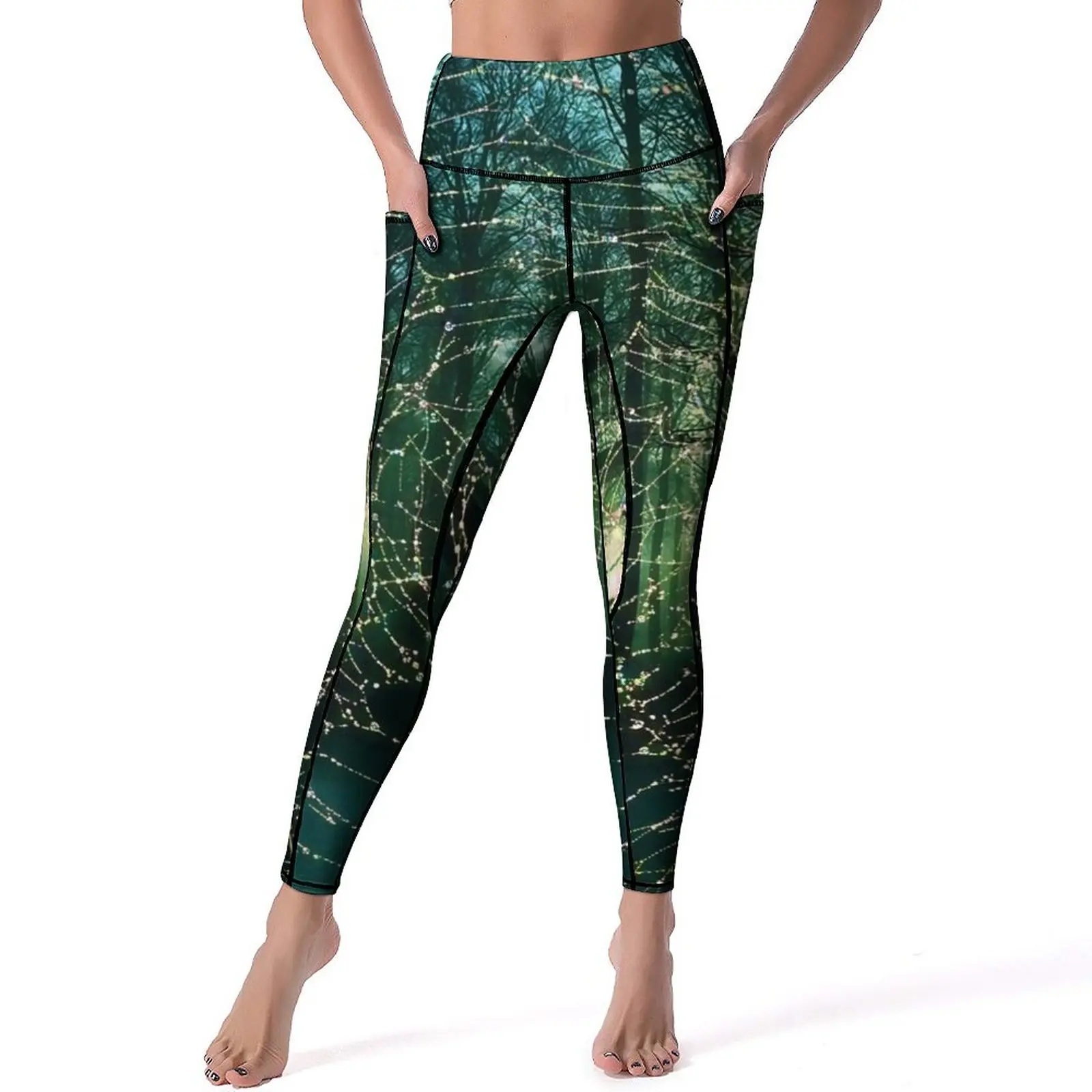 

Dark Gothic Yoga Pants Sexy Spider Web Print Printed Leggings High Waist Gym Leggins Women Breathable Quick-Dry Sports Tights