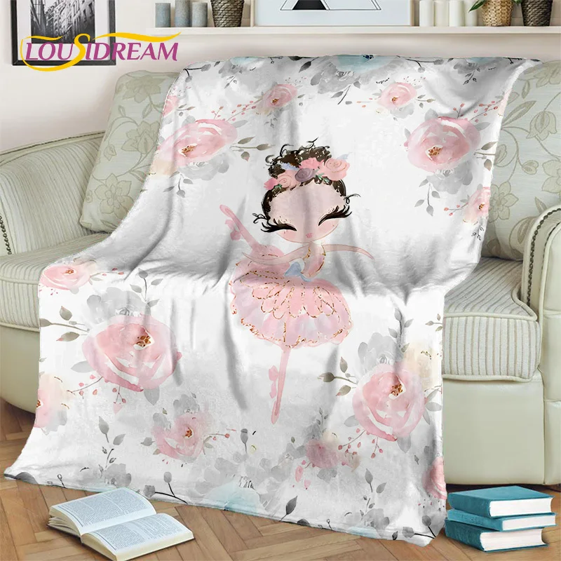 Одеяло детское мягкое в мультяшном стиле балерина мечта сказочный лебедь
