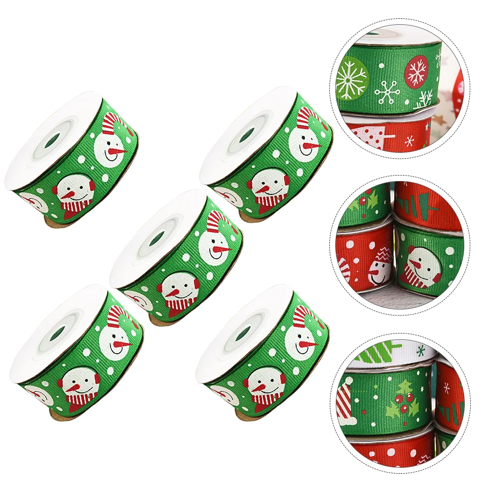 

5pcs Christmas Decoration Ribbon Printed Ribbon DIY Xmas Ribbon Random Type