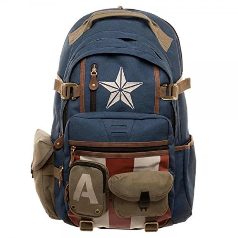 

56-75L Disney Marvel The Avengers 4 Backpack Captain Fashion Zipper Canvas Backpack Surrounding Student Schoolbag