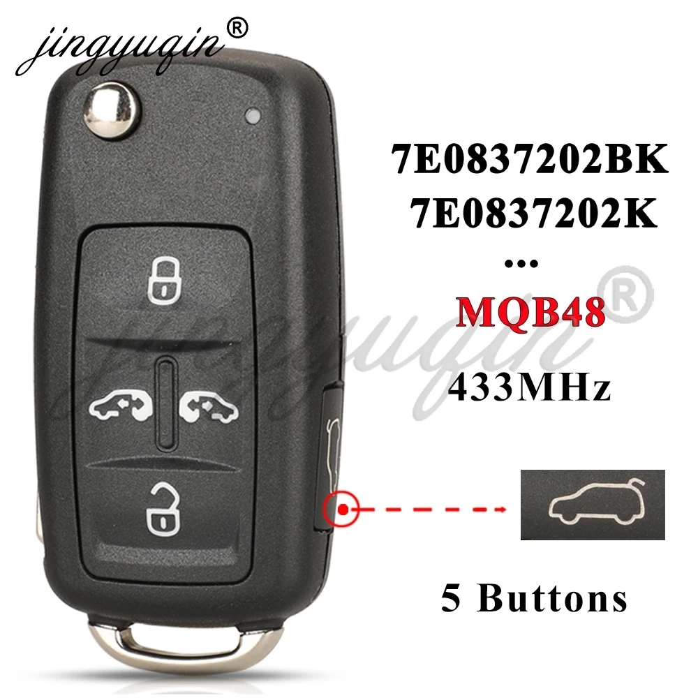 

Jingyuqin 433 МГц 7E0837202BK MQB48 Чип Дистанционного Ключа Для Volkswagen VW Sharan Multivan Caravelle Transporter Caddy - ...