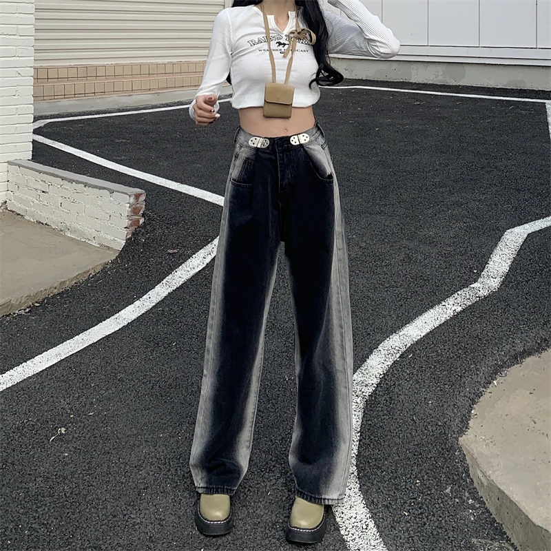 

2022 Women's Jeans Pants Spring and Autumn New Style Casual Straight Leg Free Shipping