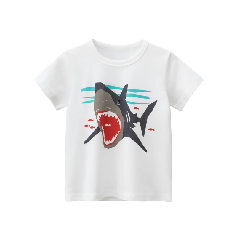 

Детская футболка От 2 до 8 лет, летняя одежда для младенцев, белый топ с коротким рукавом, хлопковая футболка для мальчиков, модная свободная ...