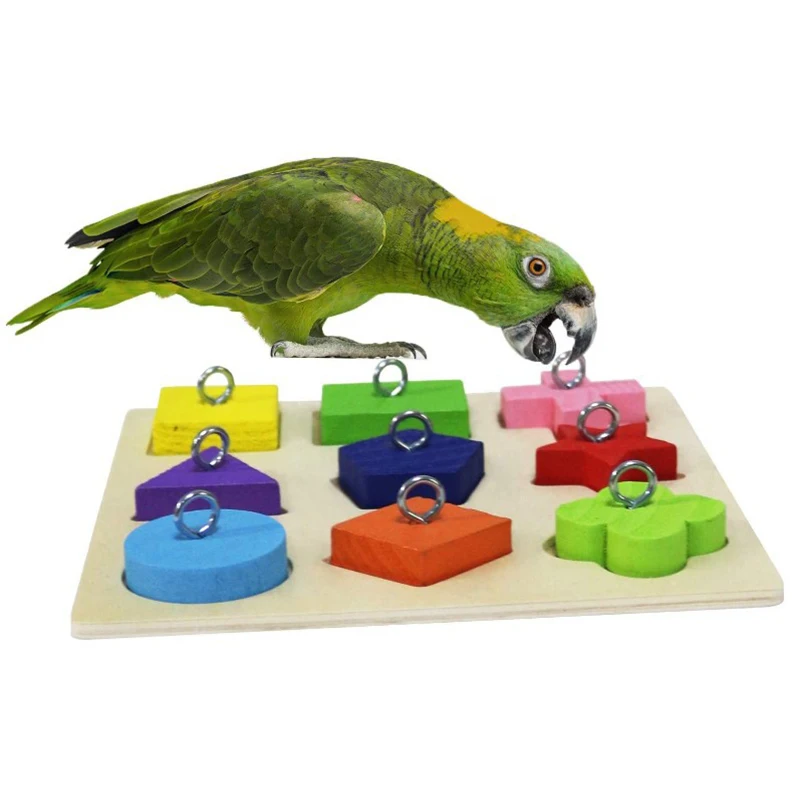 

Birds Educational Toys Parrot Interactive Training Wooden Block Colorful Puzzle IQ Development Pet Toy Supplies Bird Accessories