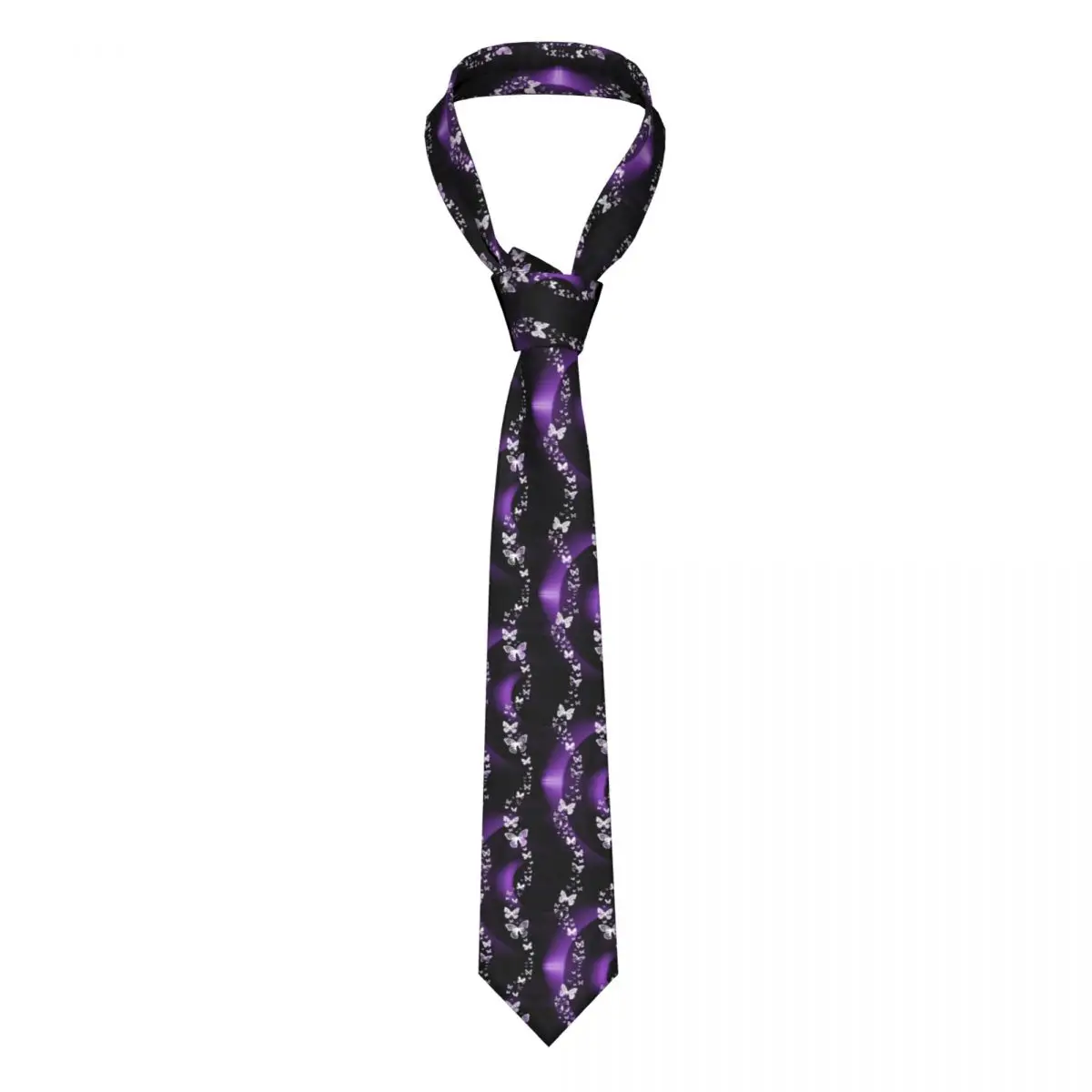 

Purple Butterfly Swirl Tie Magical Animal Print Man Design Neck Ties Accessories Blouse Formal Polyester Silk Cravat