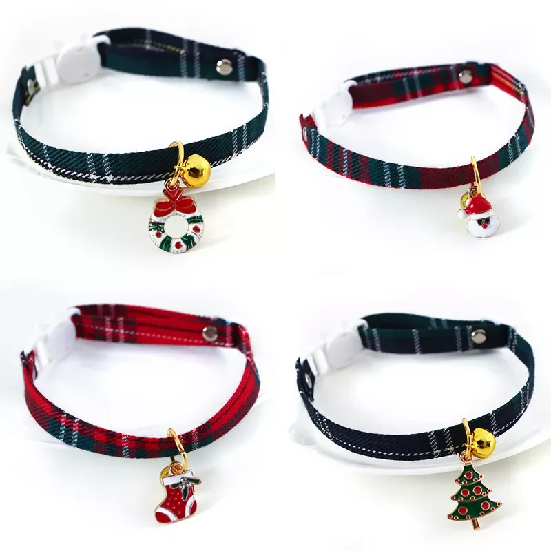 

2023NEW Holiday Cat Collar Adjustable Neck Strap Puppy Kitten Chihuahua Collars with Pendant Pets Rabbit Necklace Supplies