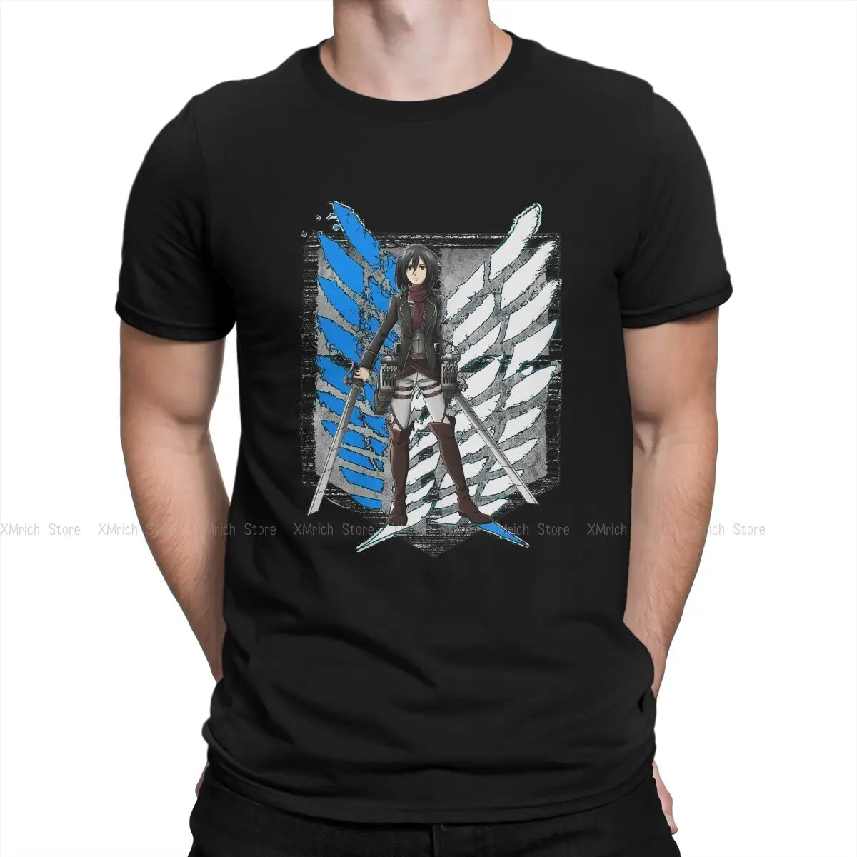 

Anime Mikasa Ackerman Men TShirt Attack On Titan Crewneck Tops 100% Cotton T Shirt Humor Top Quality Birthday Gifts